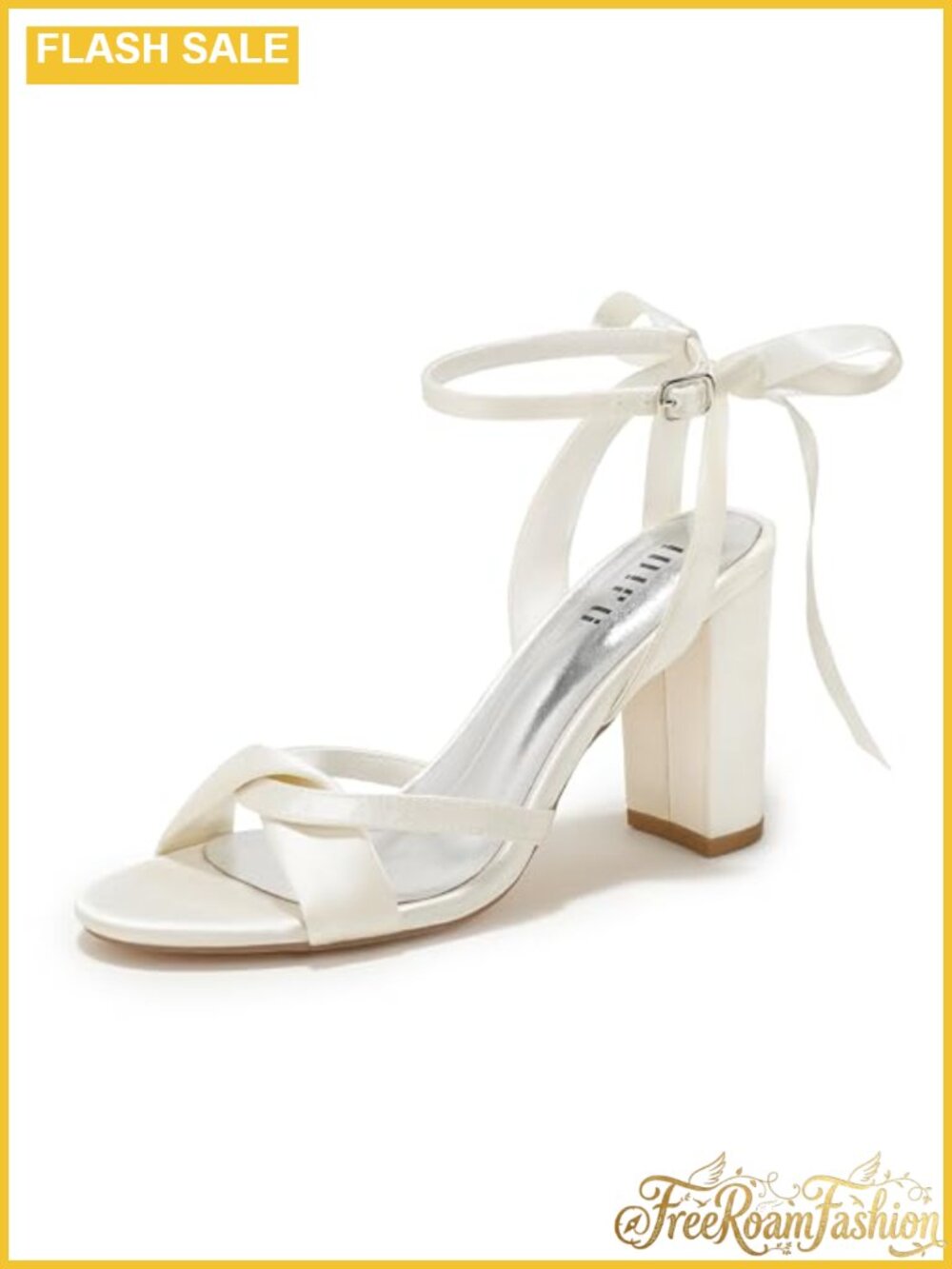 Satin Bow Tie Heeled Sandals Chunky Cross Strap High Heels